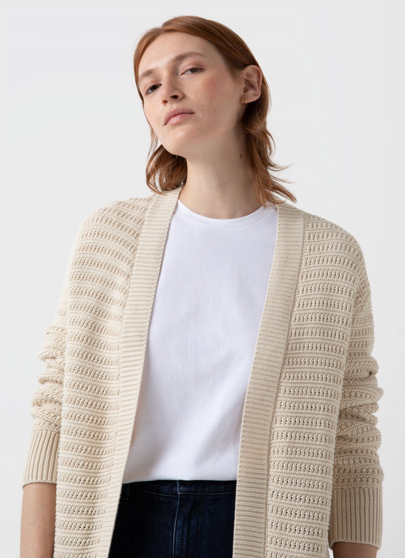 Ecru Sunspel Textured Cardigan | 17530-IGPZ | USA