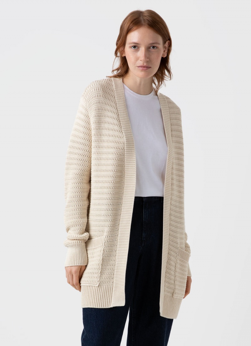 Ecru Sunspel Textured Cardigan | 17530-IGPZ | USA