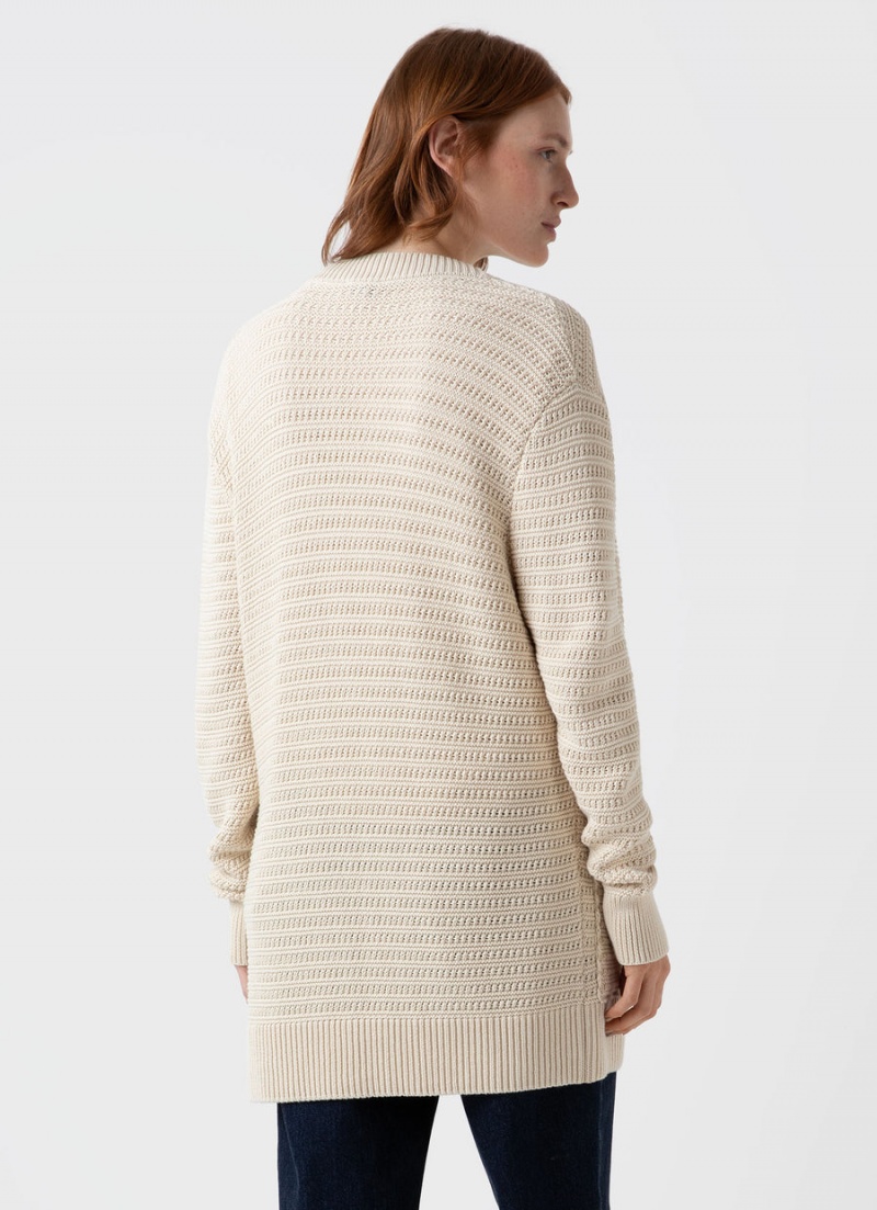 Ecru Sunspel Textured Cardigan | 17530-IGPZ | USA