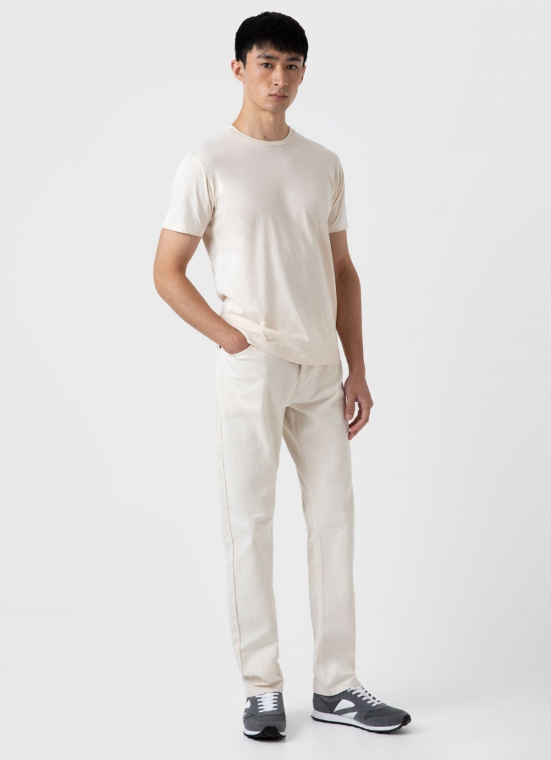 Ecru Sunspel Undyed 5 Pocket Trouser | 06435-QPWU | USA