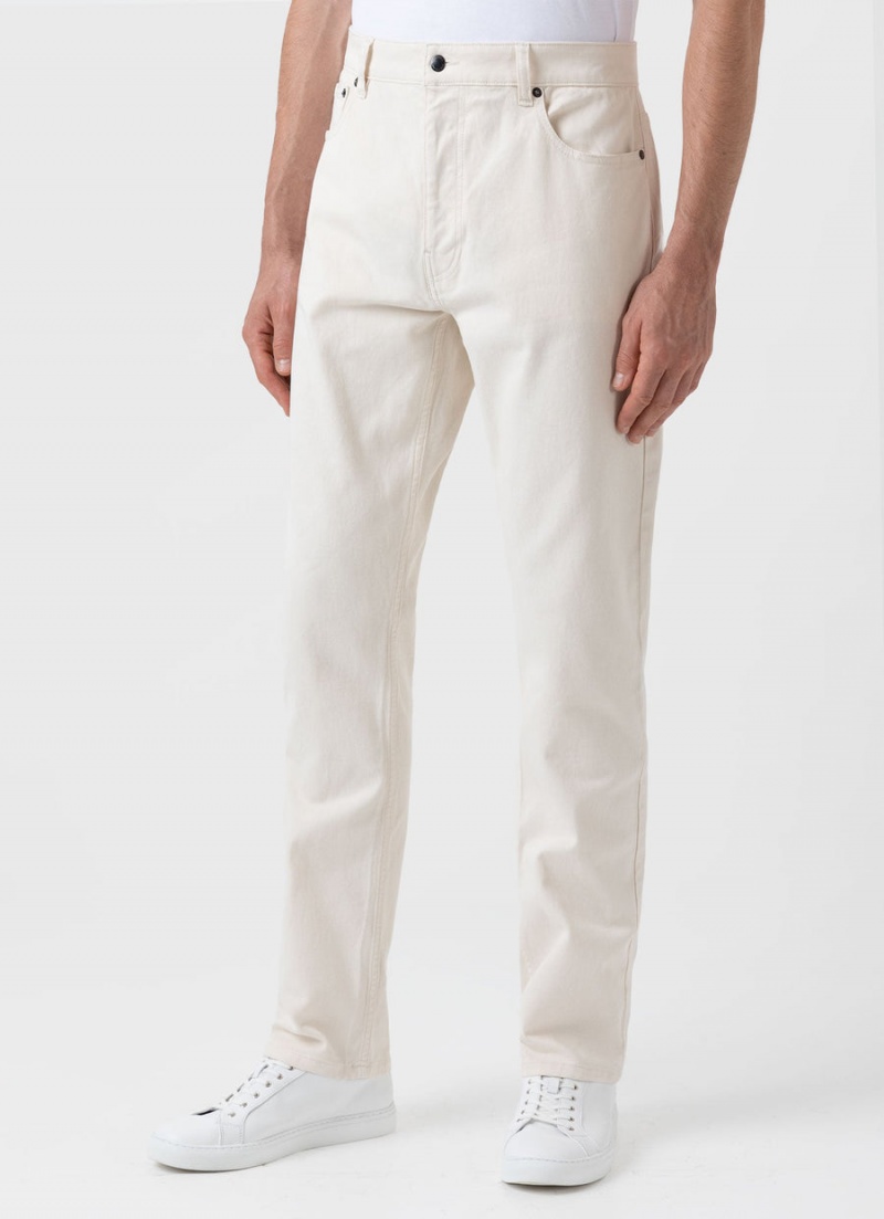 Ecru Sunspel Undyed 5 Pocket Trouser | 06435-QPWU | USA