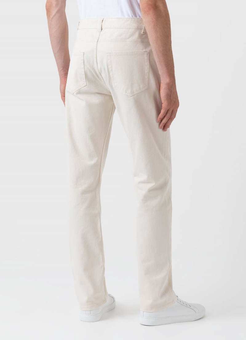 Ecru Sunspel Undyed 5 Pocket Trouser | 06435-QPWU | USA