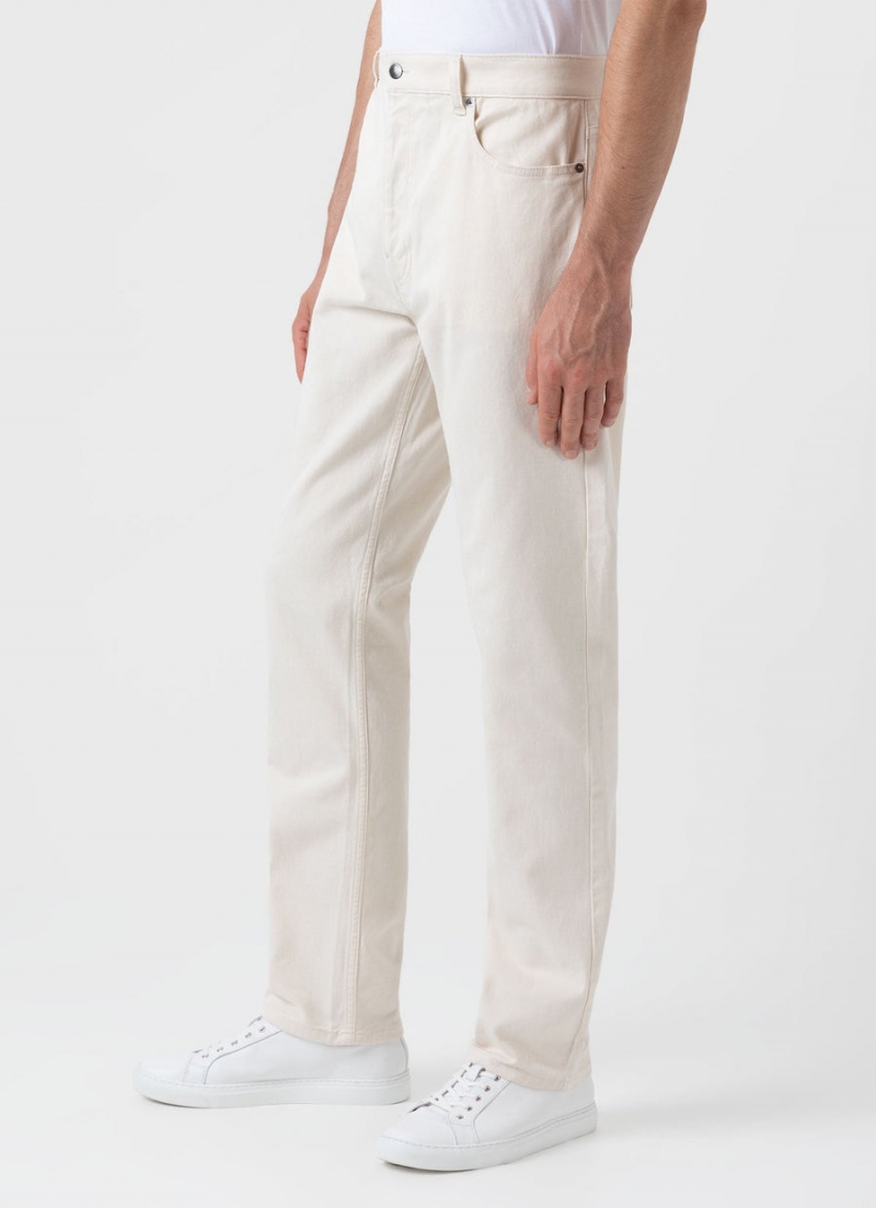 Ecru Sunspel Undyed 5 Pocket Trouser | 06435-QPWU | USA