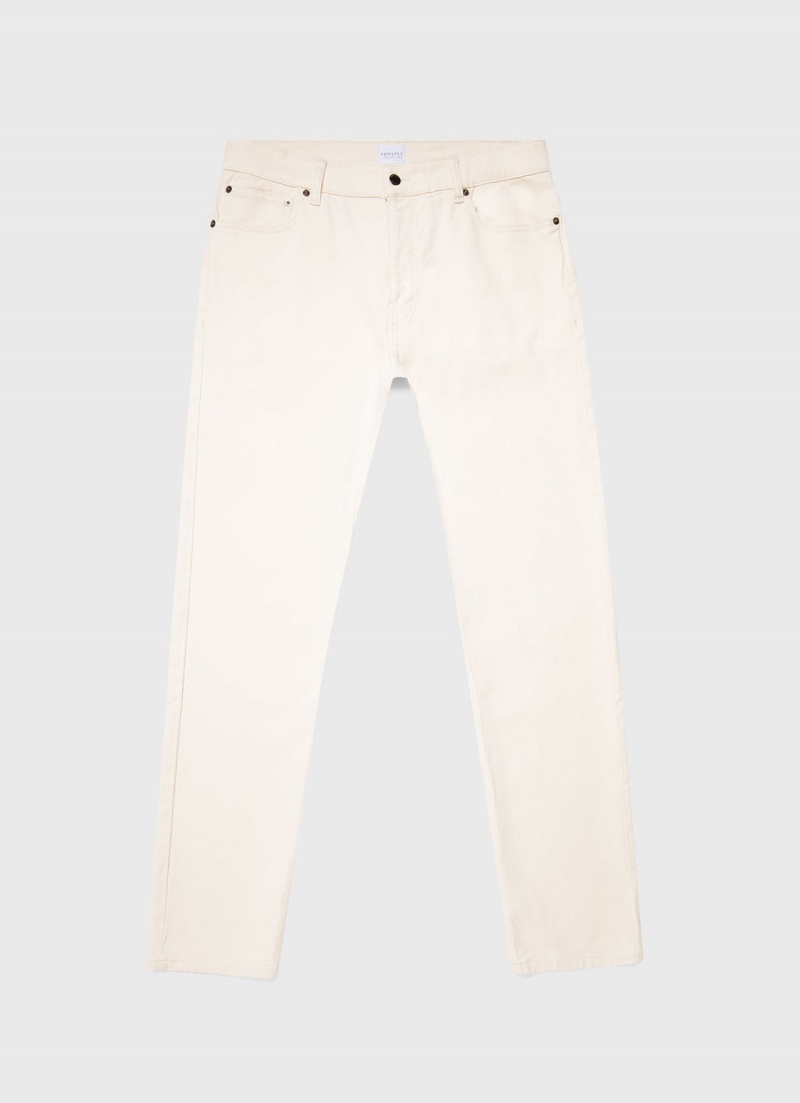 Ecru Sunspel Undyed 5 Pocket Trouser | 06435-QPWU | USA