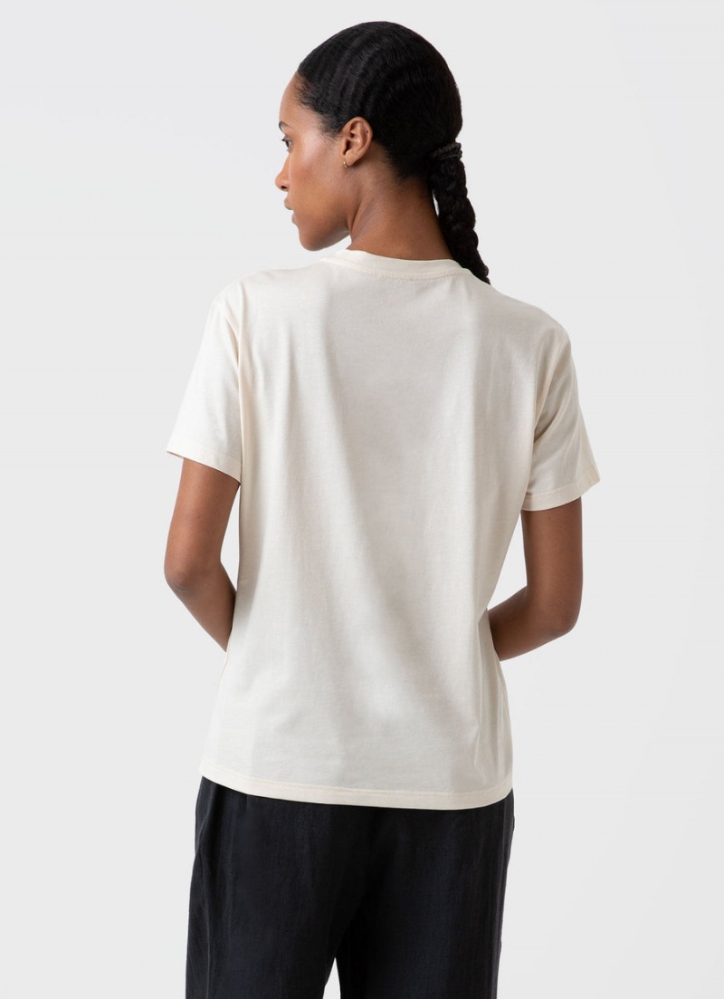 Ecru Sunspel Undyed Boy Fit T-shirt | 19347-DIES | USA