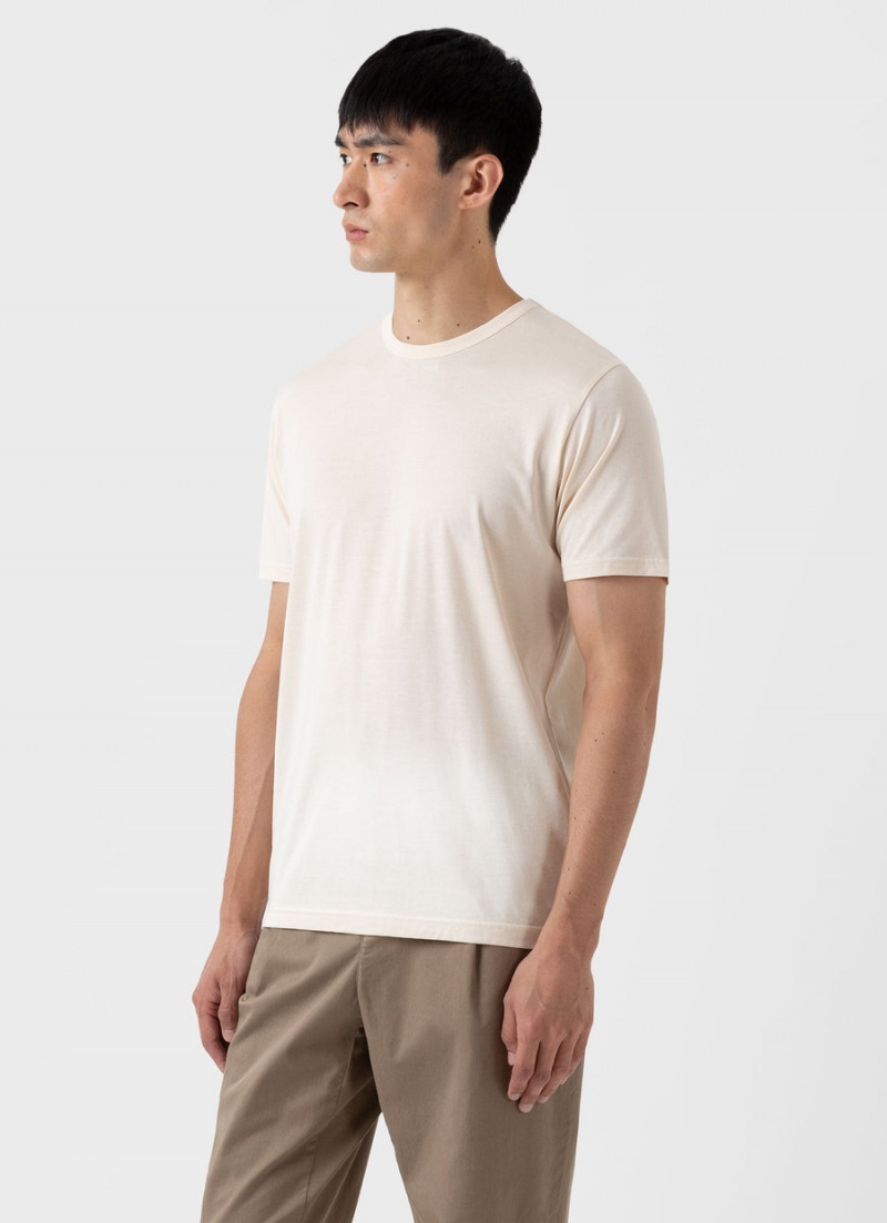 Ecru Sunspel Undyed Classic T-shirt | 92504-KHQV | USA