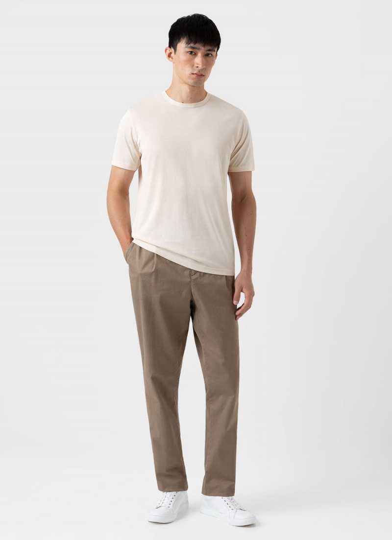 Ecru Sunspel Undyed Classic T-shirt | 92504-KHQV | USA