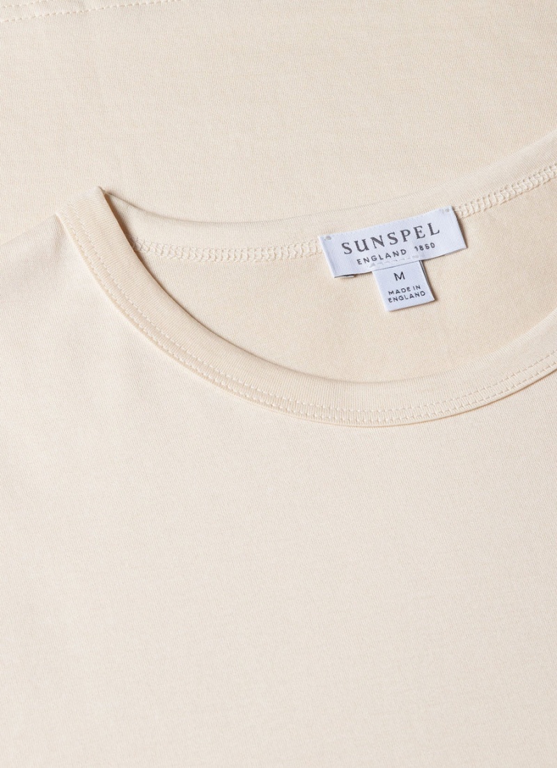 Ecru Sunspel Undyed Classic T-shirt | 92504-KHQV | USA