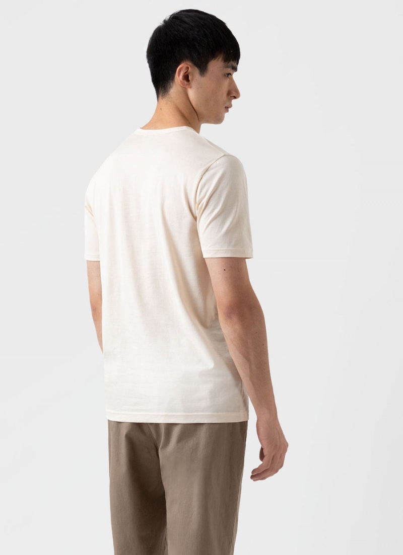 Ecru Sunspel Undyed Classic T-shirt | 92504-KHQV | USA