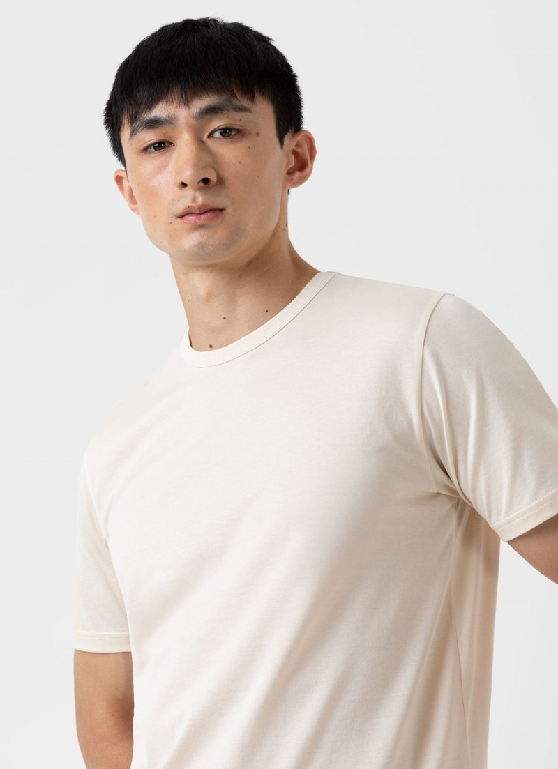 Ecru Sunspel Undyed Classic T-shirt | 92504-KHQV | USA