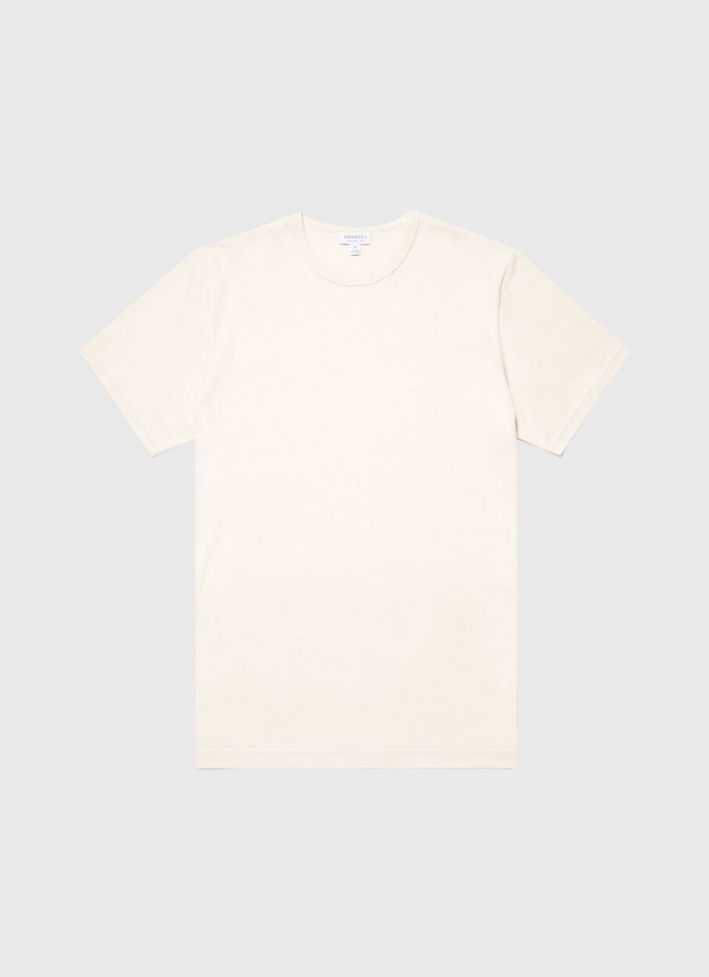 Ecru Sunspel Undyed Classic T-shirt | 92504-KHQV | USA