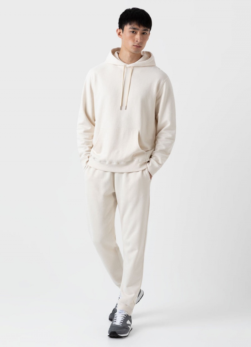 Ecru Sunspel Undyed Loopback Hoody | 23601-GRUS | USA