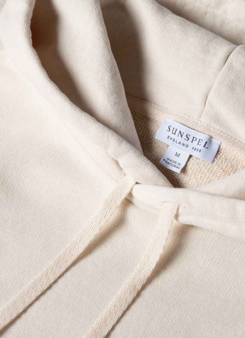 Ecru Sunspel Undyed Loopback Hoody | 23601-GRUS | USA