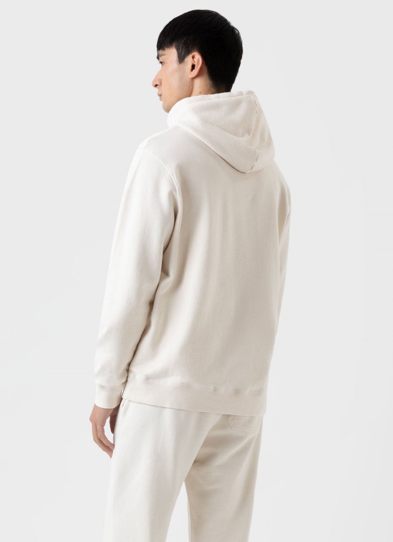 Ecru Sunspel Undyed Loopback Hoody | 23601-GRUS | USA