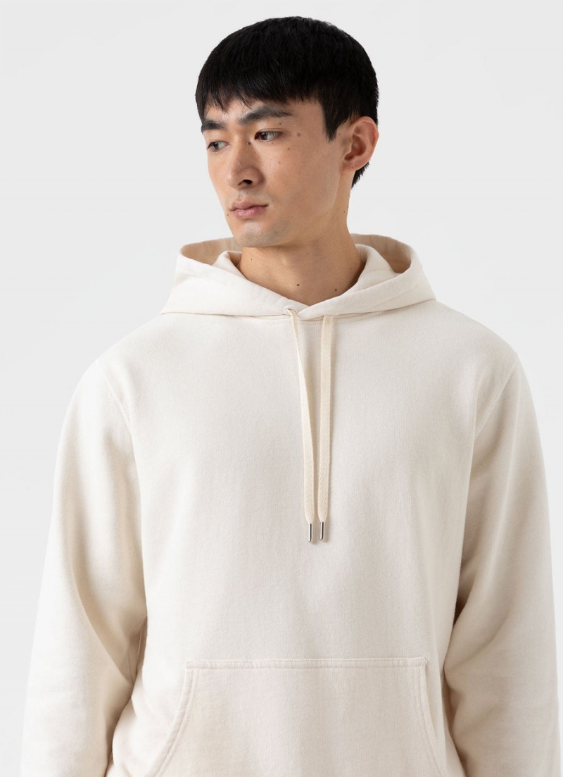 Ecru Sunspel Undyed Loopback Hoody | 23601-GRUS | USA