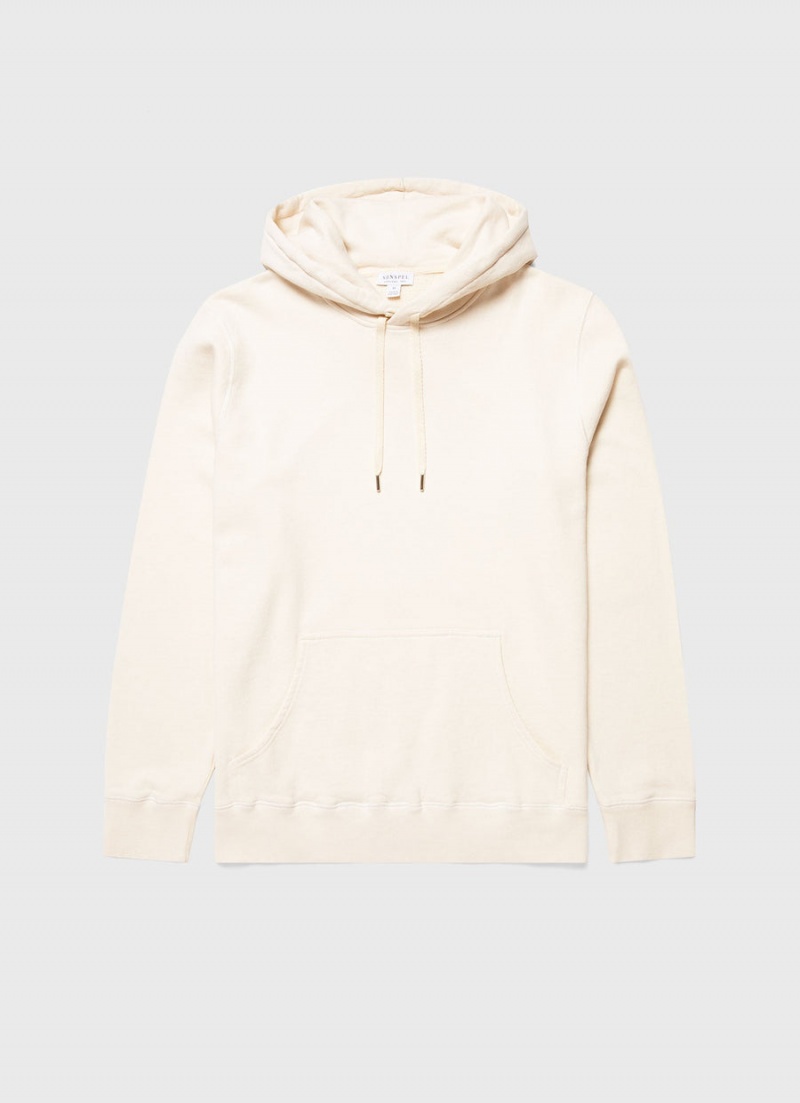 Ecru Sunspel Undyed Loopback Hoody | 23601-GRUS | USA