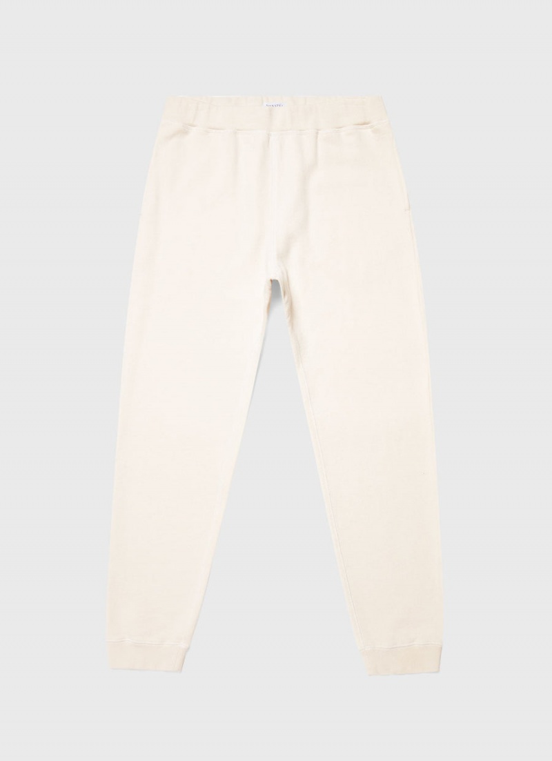 Ecru Sunspel Undyed Loopback Sweatpants | 18405-QSME | USA