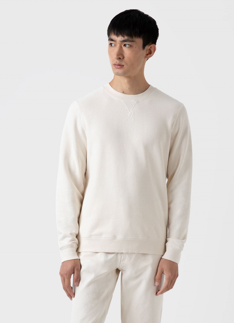 Ecru Sunspel Undyed Loopback Sweatshirt | 42873-EBIK | USA