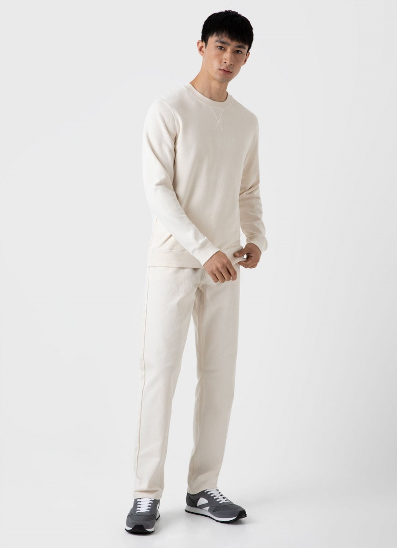 Ecru Sunspel Undyed Loopback Sweatshirt | 42873-EBIK | USA