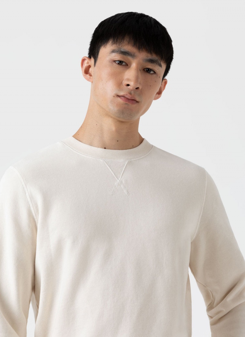 Ecru Sunspel Undyed Loopback Sweatshirt | 42873-EBIK | USA