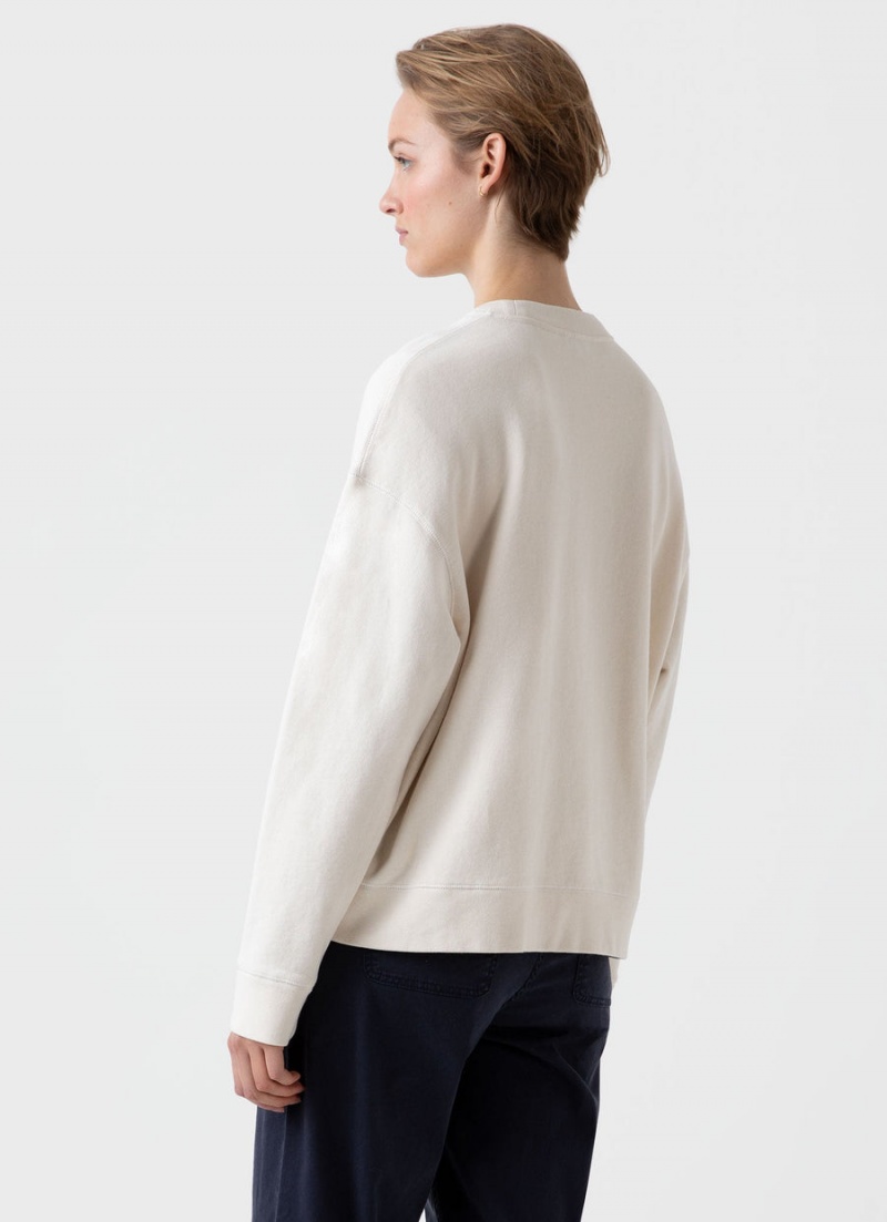 Ecru Sunspel Undyed Relaxed Loopback Sweatshirt | 05273-BZNG | USA