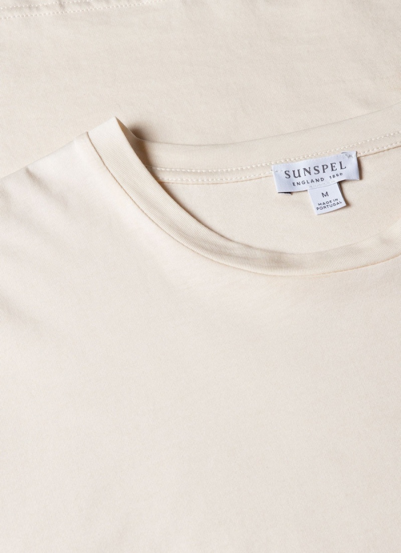 Ecru Sunspel Undyed Riviera Midweight T-shirt | 86932-ESLN | USA