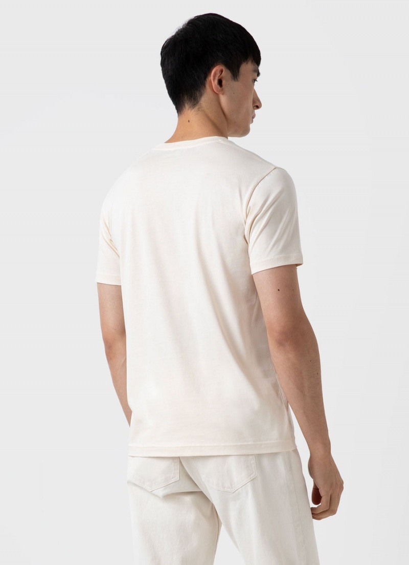 Ecru Sunspel Undyed Riviera Midweight T-shirt | 86932-ESLN | USA