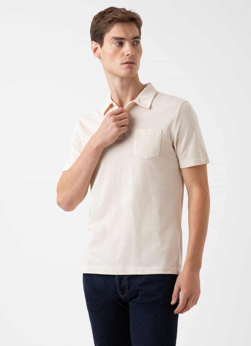 Ecru Sunspel Undyed Riviera Polo Shirt | 43216-ULGN | USA