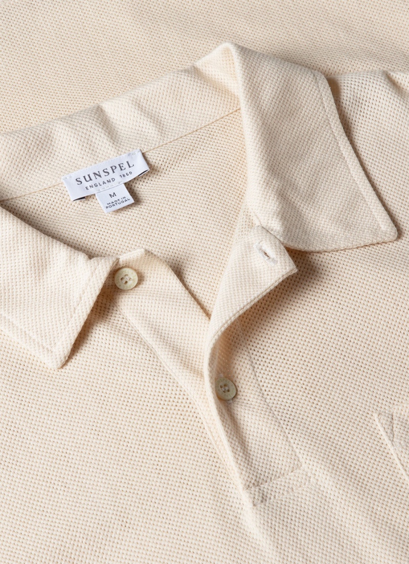 Ecru Sunspel Undyed Riviera Polo Shirt | 43216-ULGN | USA