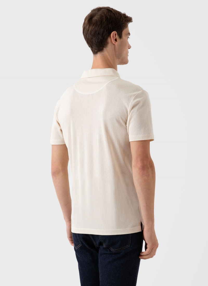 Ecru Sunspel Undyed Riviera Polo Shirt | 43216-ULGN | USA