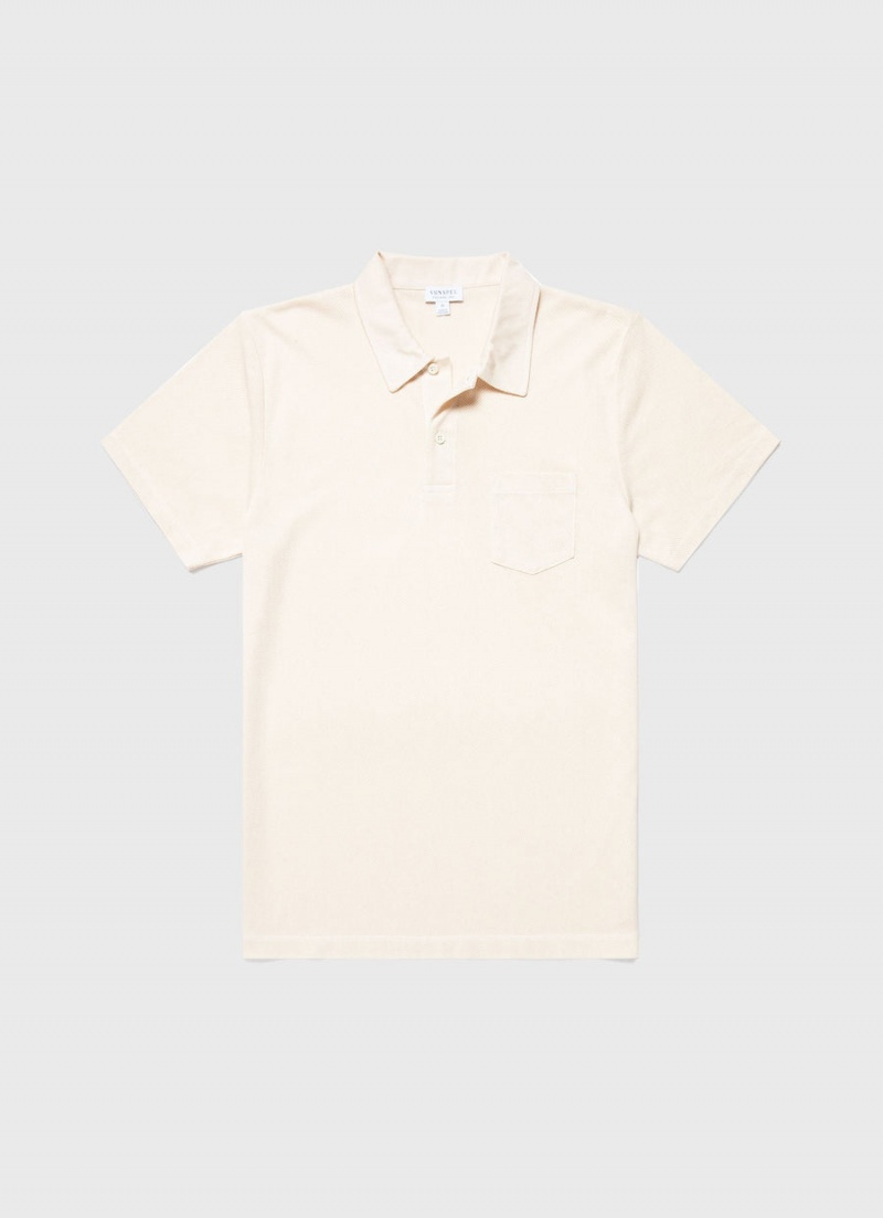 Ecru Sunspel Undyed Riviera Polo Shirt | 43216-ULGN | USA