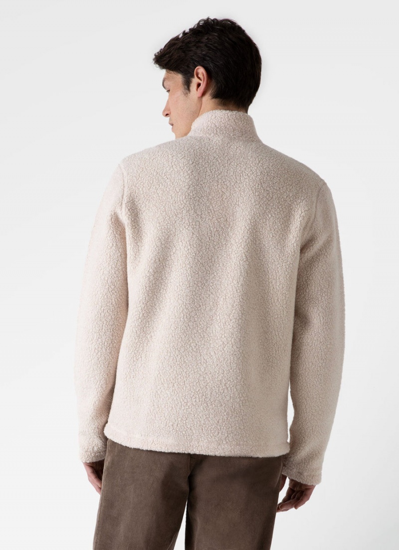 Ecru Sunspel Wool Fleece Jacket | 47136-GLAE | USA