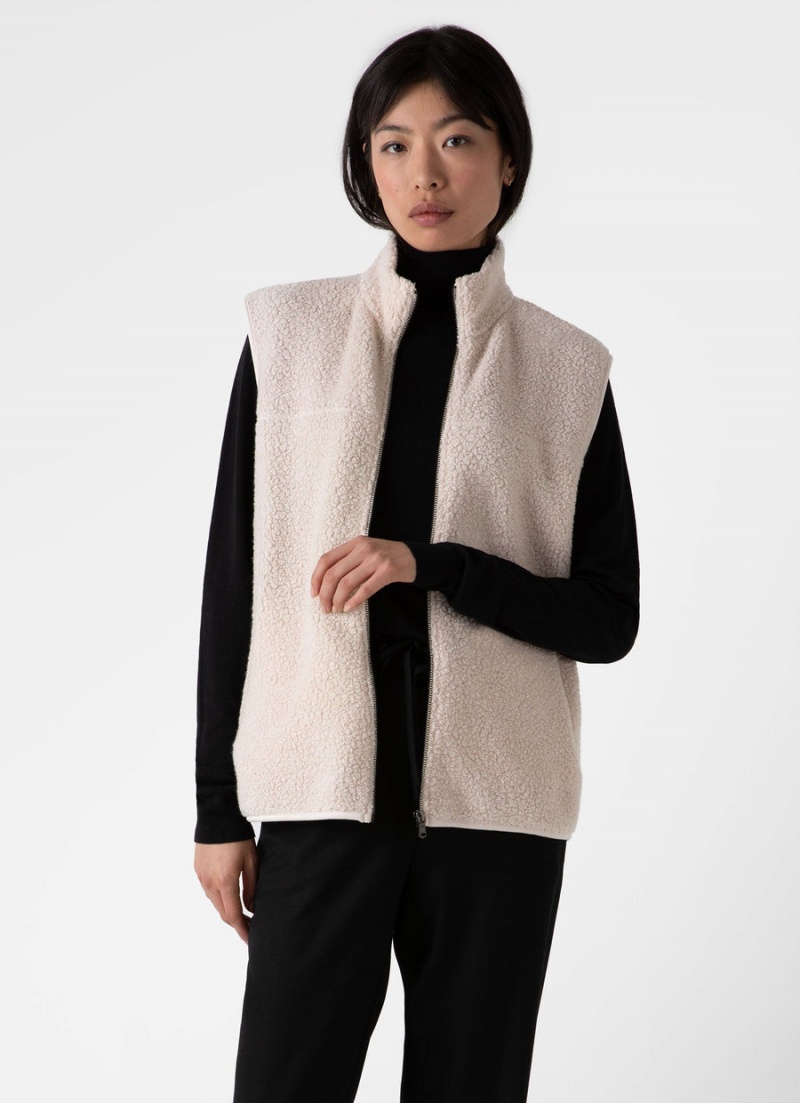 Ecru Sunspel Wool Fleece Vest | 21356-ZHKB | USA