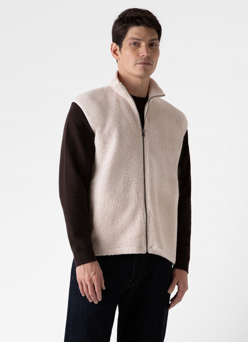 Ecru Sunspel Wool Fleece Vest | 21403-YXUO | USA