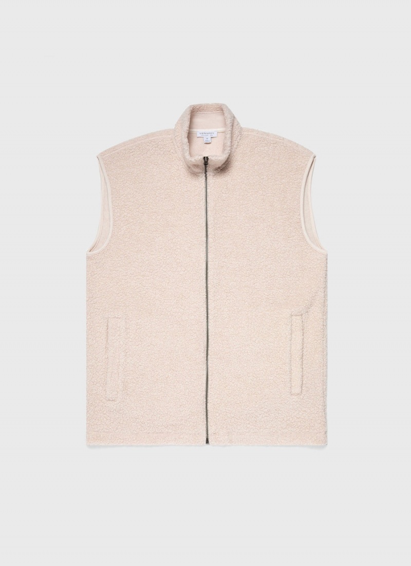 Ecru Sunspel Wool Fleece Vest | 21403-YXUO | USA