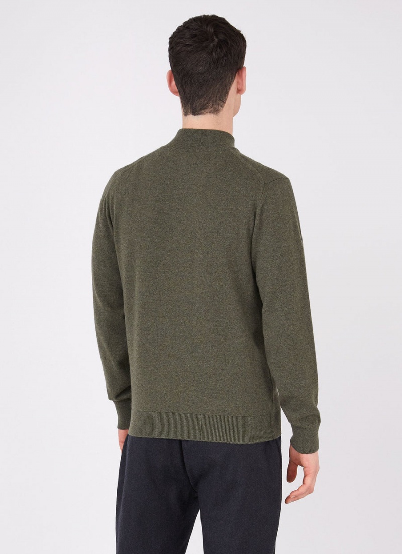 Green Sunspel Cashmere Zip Neck Jumper | 65108-LAXR | USA