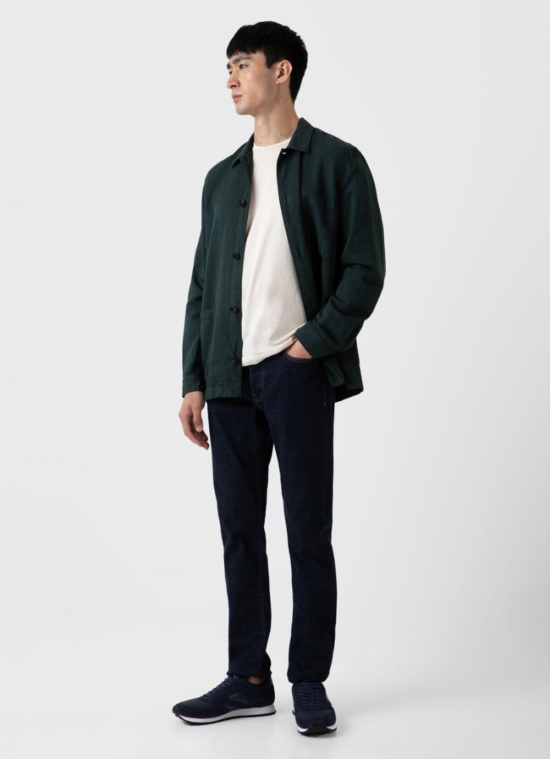 Green Sunspel Cotton Linen Twin Pocket Jacket | 87364-XFAD | USA