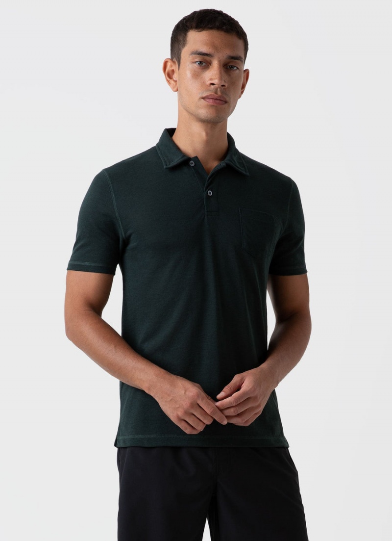 Green Sunspel DriRelease Active Polo Shirt | 85214-CPFU | USA