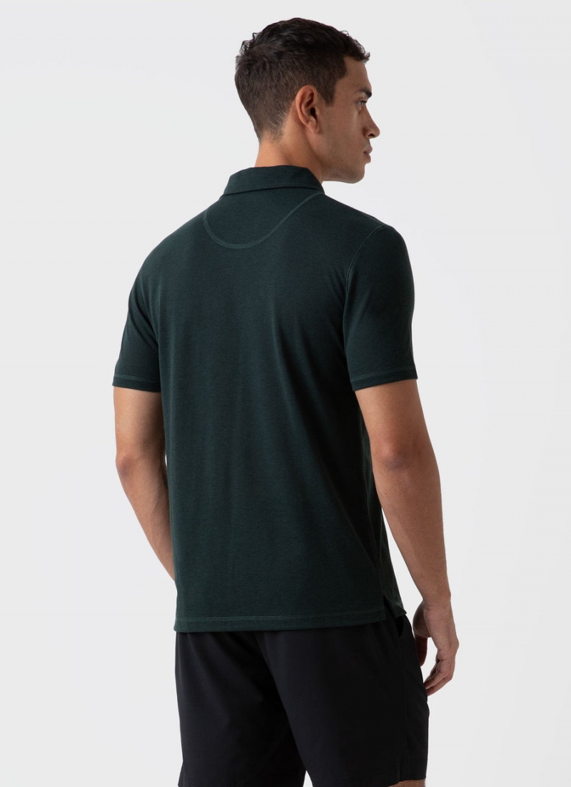 Green Sunspel DriRelease Active Polo Shirt | 85214-CPFU | USA