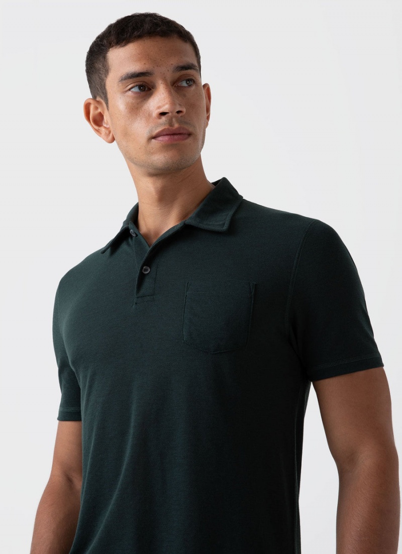 Green Sunspel DriRelease Active Polo Shirt | 85214-CPFU | USA