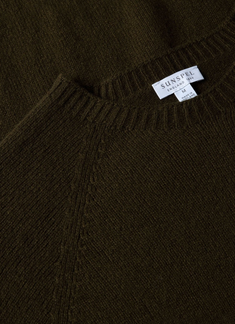 Green Sunspel Lambswool Crew Neck Jumper | 31265-KYSH | USA