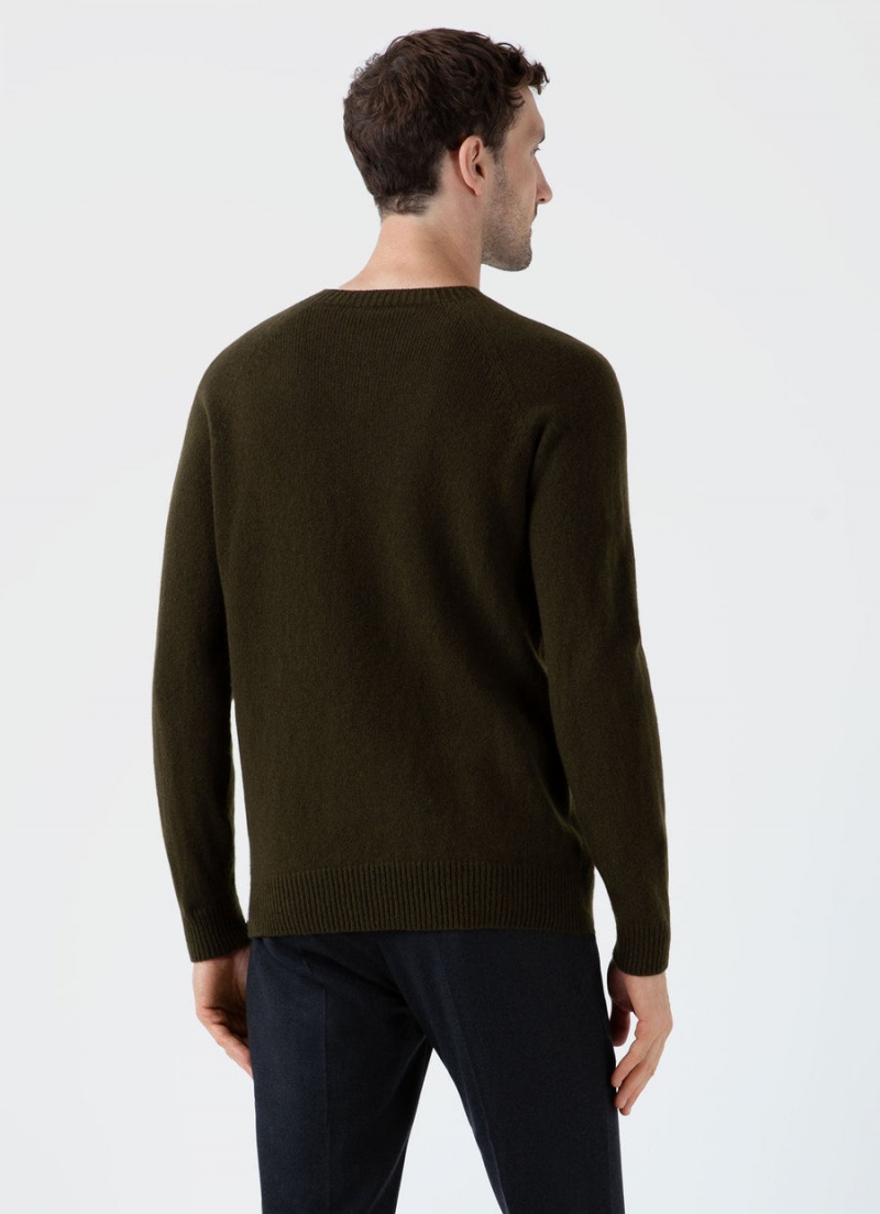 Green Sunspel Lambswool Crew Neck Jumper | 31265-KYSH | USA