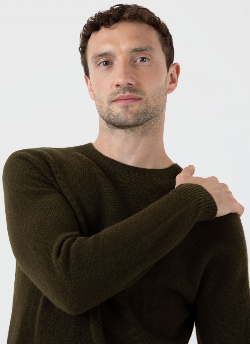 Green Sunspel Lambswool Crew Neck Jumper | 31265-KYSH | USA