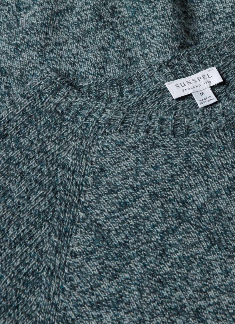 Green Sunspel Lambswool Crew Neck Jumper | 49153-JPLW | USA