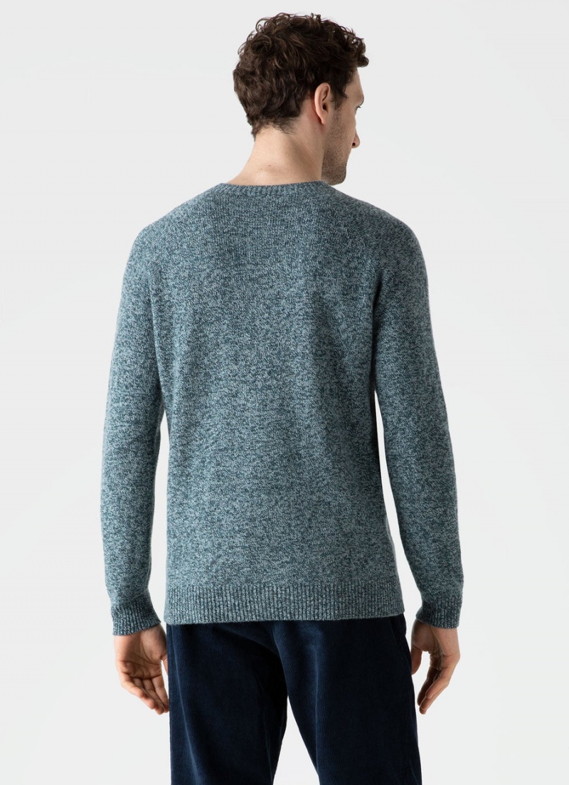 Green Sunspel Lambswool Crew Neck Jumper | 49153-JPLW | USA