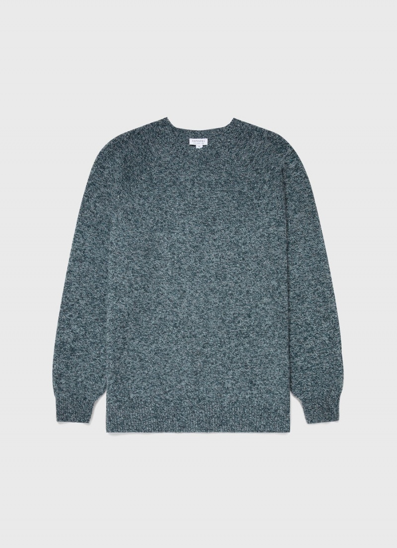 Green Sunspel Lambswool Crew Neck Jumper | 49153-JPLW | USA