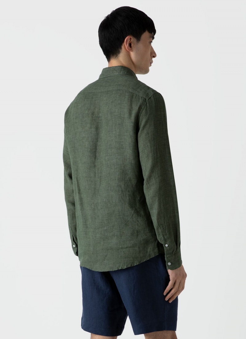 Green Sunspel Linen Shirt | 49078-URIJ | USA