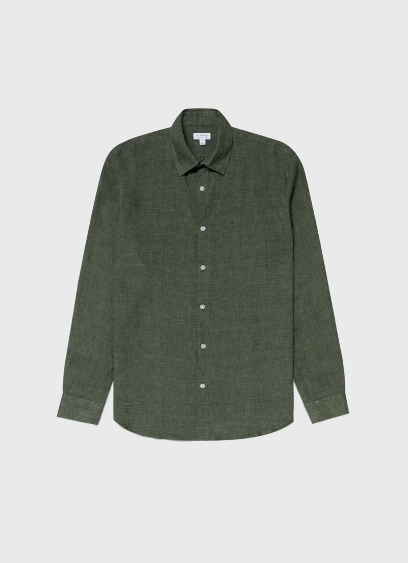 Green Sunspel Linen Shirt | 49078-URIJ | USA