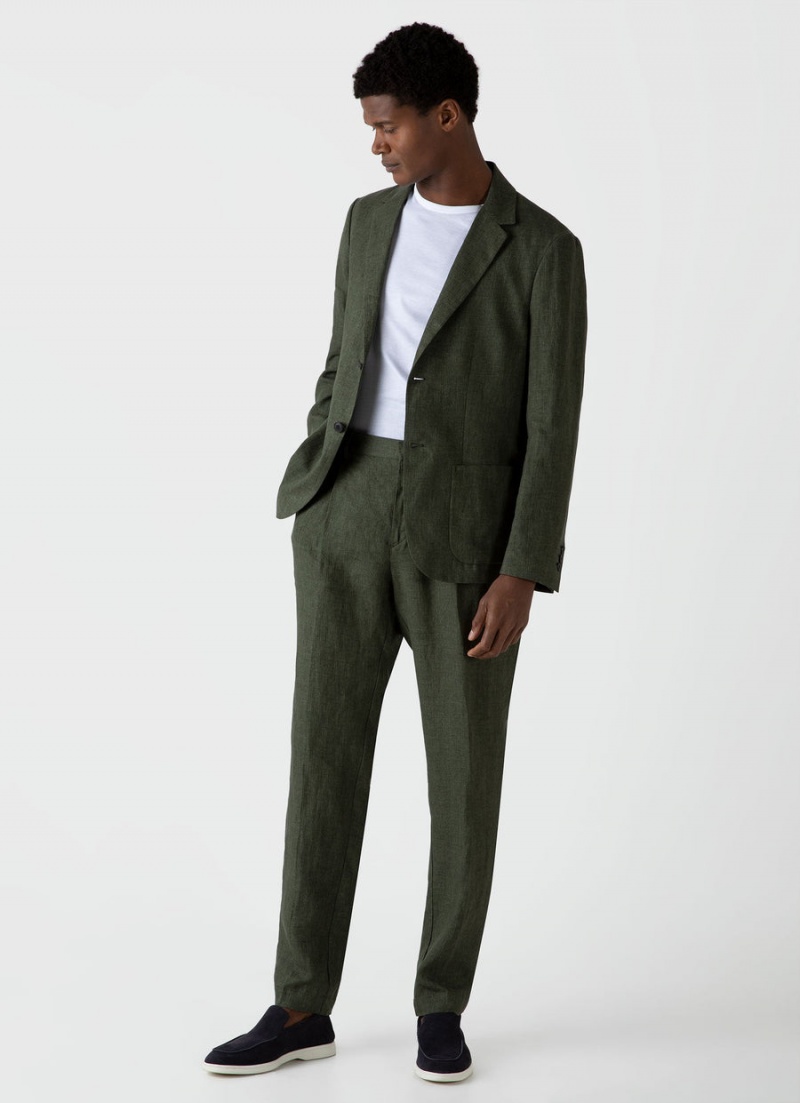 Green Sunspel Linen Unstructured Blazer | 27193-VUQL | USA