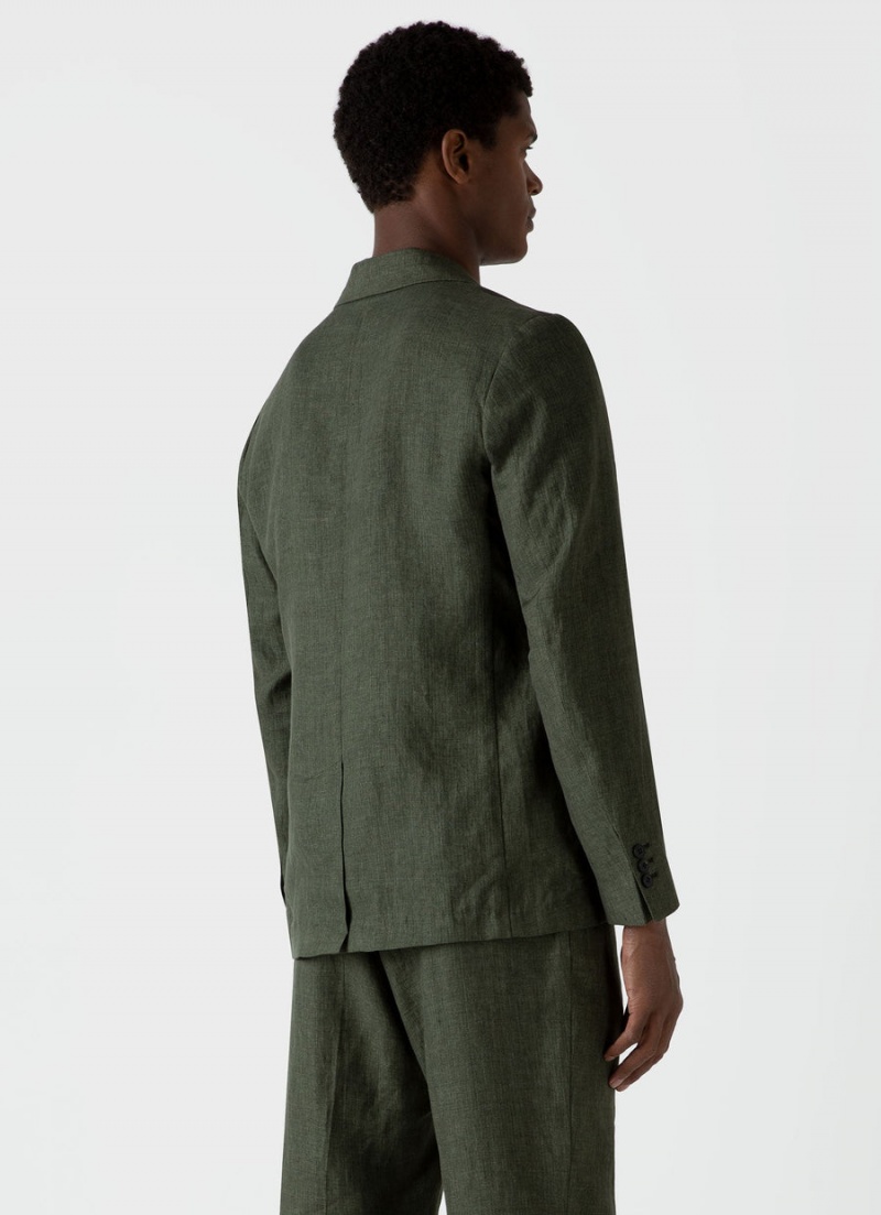 Green Sunspel Linen Unstructured Blazer | 27193-VUQL | USA